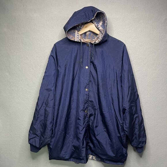 Casual Club Vintage 80s Reversible‎ Fleece Southwest Nylon Windbreaker Jacket L - Picture 5 of 10